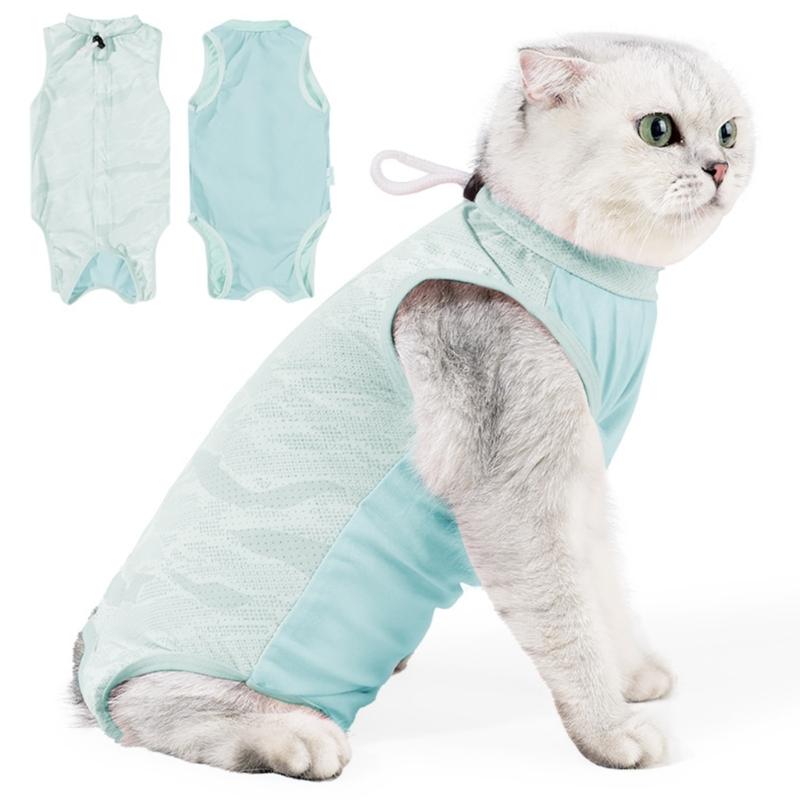 Cats Recovery Suit Breathable Kitten Bodysuit for Post Operations and Spay Care Anti Lick Abdominal Wound Protective