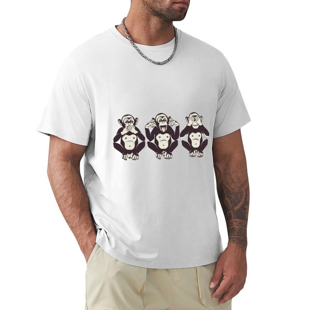Three Wise Monkeys TShirt Basic Crew Neck Short Sleeve Top