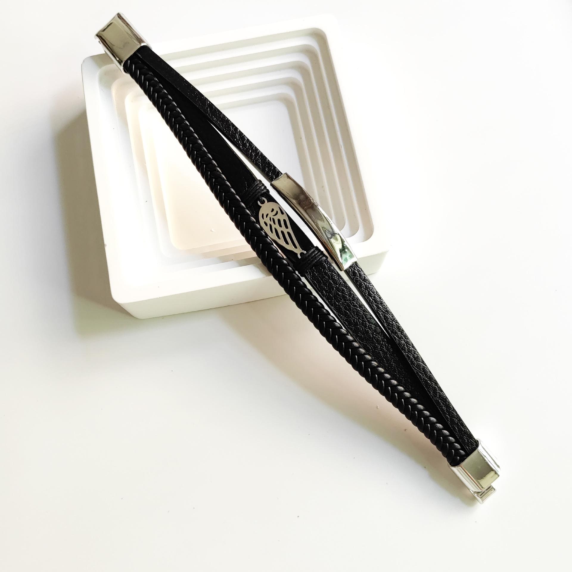 High-Quality Multi-layer Leather Bracelet with Magnetic Buckle - European  American Fashion 1#