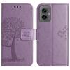 For Motorola Moto G55 5G Case PU Leather Owl Tree Imprinted Wallet Phone Cover