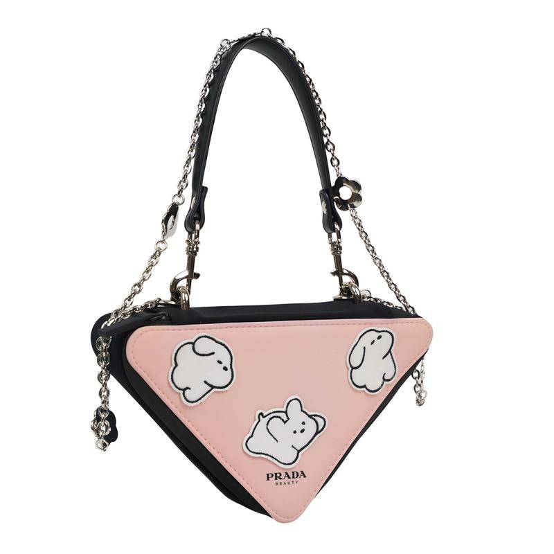 Prada Cosmetic bag/toiletry bag [Customized bag] Pink triangle, simple, niche and high-end, trendy, commuting, exquisite Pink cute triangle