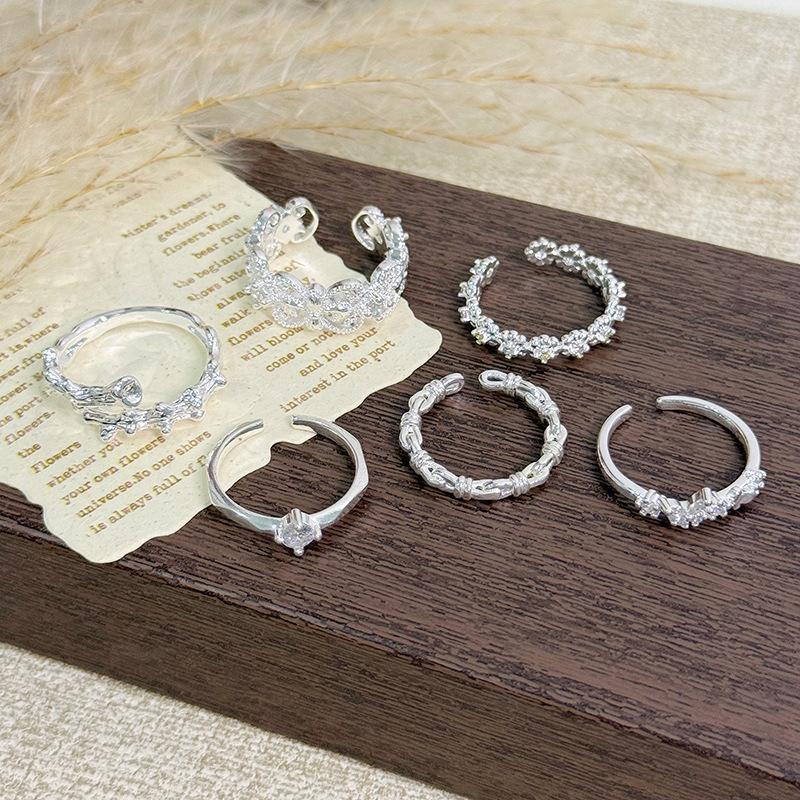 Light Luxury Zircon Small Diamond Open Thin Ring Women'S Simple Niche Design Sense Cold Wind Girlfriend Index Finger Ring