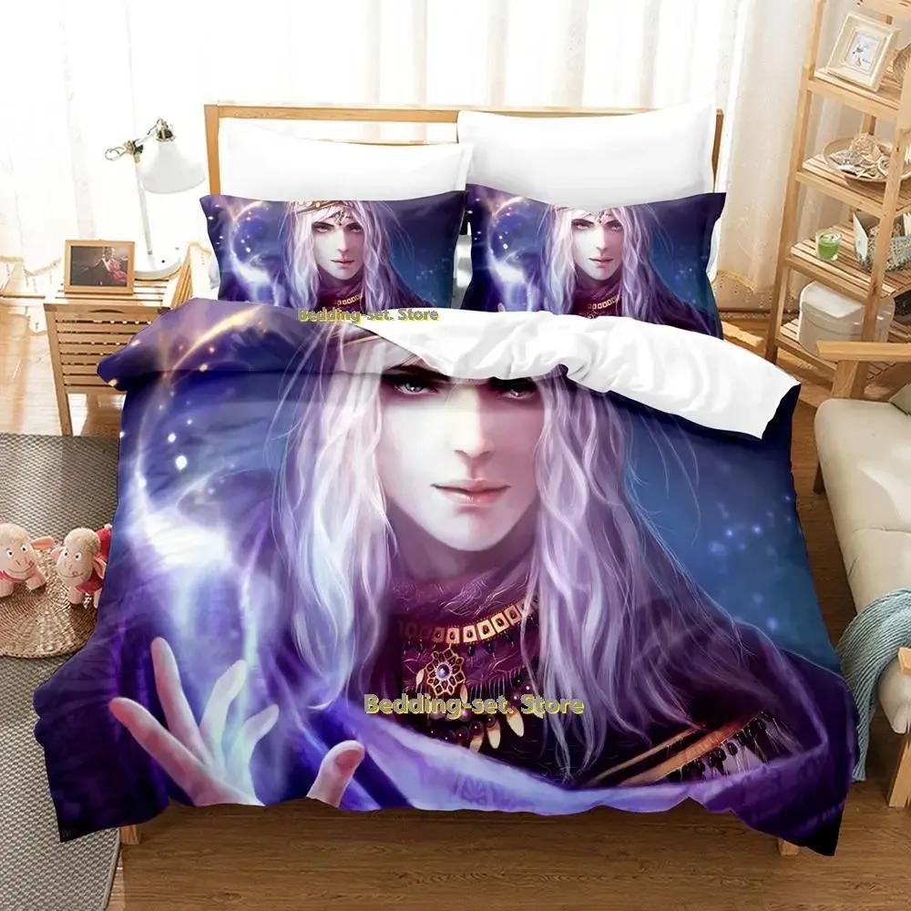 New Game Wizard Bedding Set Cartoon Anime Three-Piece Set Adult Kid Bedroom Duvetcover Sets 3D Kawaii Wizard Camas