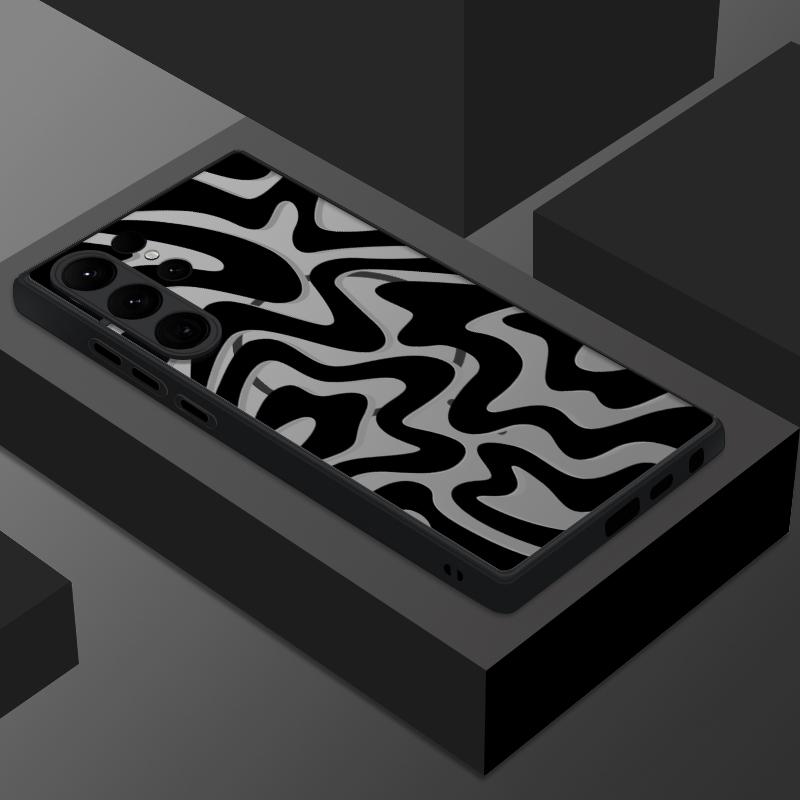 Magnetic Stripes Pattern Case For Samsung Galaxy S25 S24 Ultra S23 S21 S24 S20 FE S22 Plus For Magsafe Matte Hard PC Phone Cover