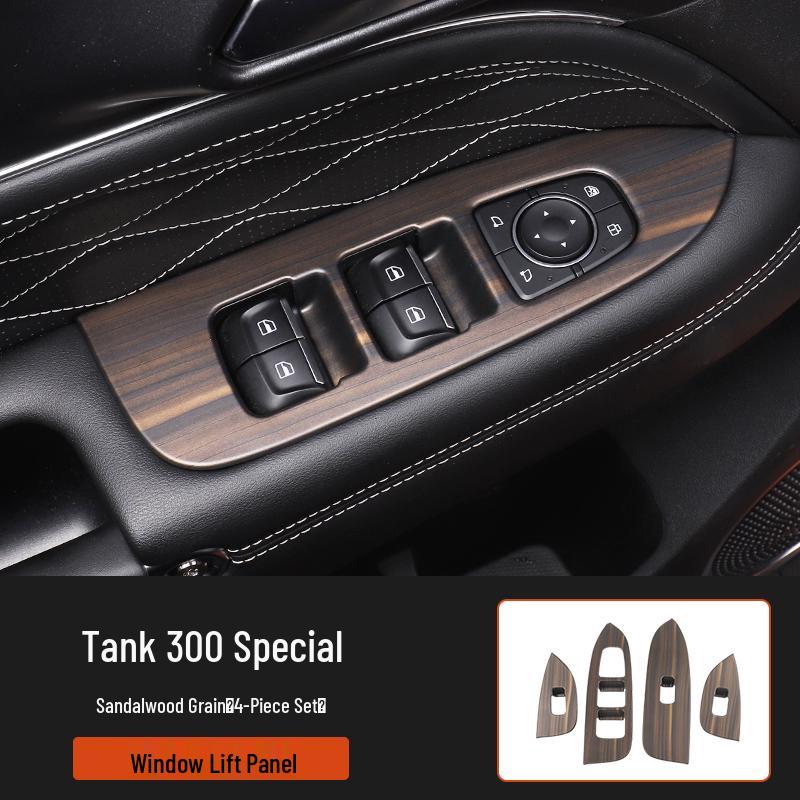 Tank 300 Interior Wood Grain Decorative Stickers for Console, Gear Shift, Air Outlet, and Steering Wheel