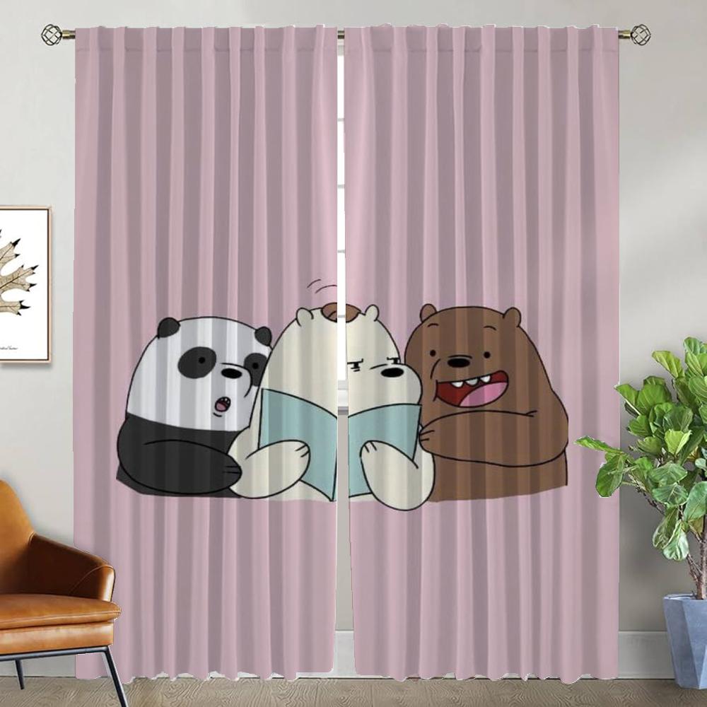 Kitchen Curtains for Camera We Bear Bears Window Curtain for Room 2 Panel Shades Home Interior Curtains Partition Living Elegant