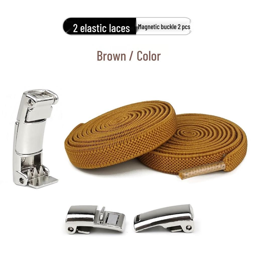 Magnetic No-Tie Elastic Shoelaces and Buckles