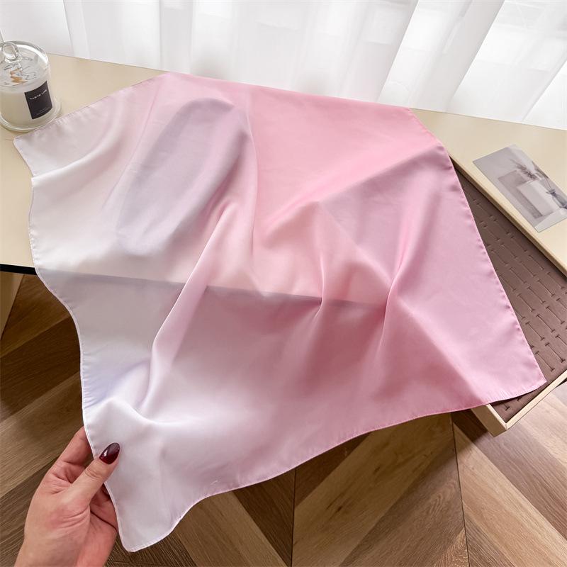 New Gradual Change Simulation Silk Printing Silk Scarf Small Square Scarf High Sense Shawl Sunscreen Neck Scarf Headscarf Women
