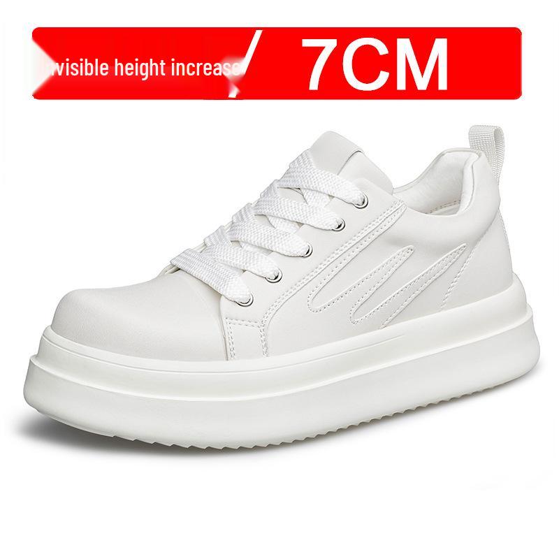 Men s White 7CM Height Increasing Casual Sports Shoes with Thick Sole Size 38