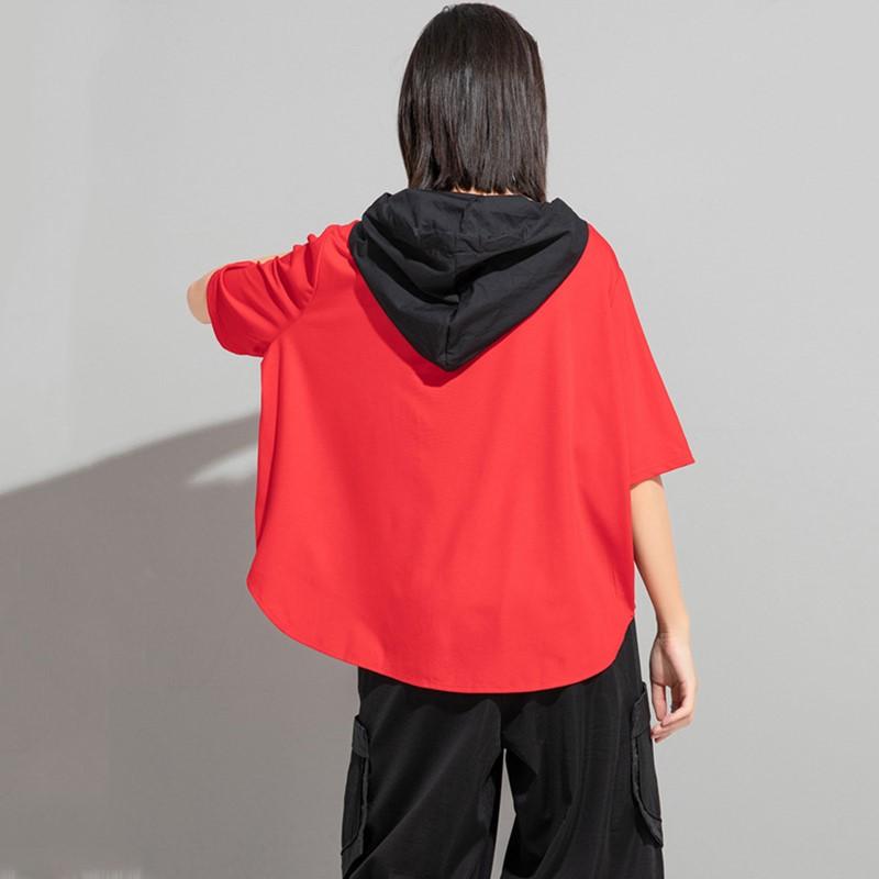 Short sleeve oversized hooded Casual loose summer t shirt tops Women t-shirt