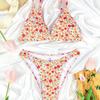 Small Floral Print Backless Sexy Two Piece Swimsuit Elegant For Vacation
