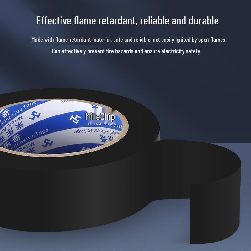 Lead-Free High Viscosity Flame Retardant Electrical Tape - Eco-Friendly, High-Temperature Resistant PVC Insulating Tape. Black, 18mm Width, 10m Length