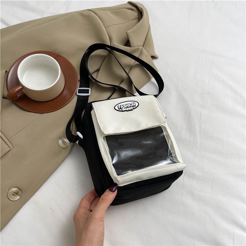 

Повседневная сумка в гонконгском стиле, простая сумка через плечо для пары, модная брендовая сумка для мобильного телефона большой вместимости, повседневная сумка-мессенджер в корейском стиле чёрный