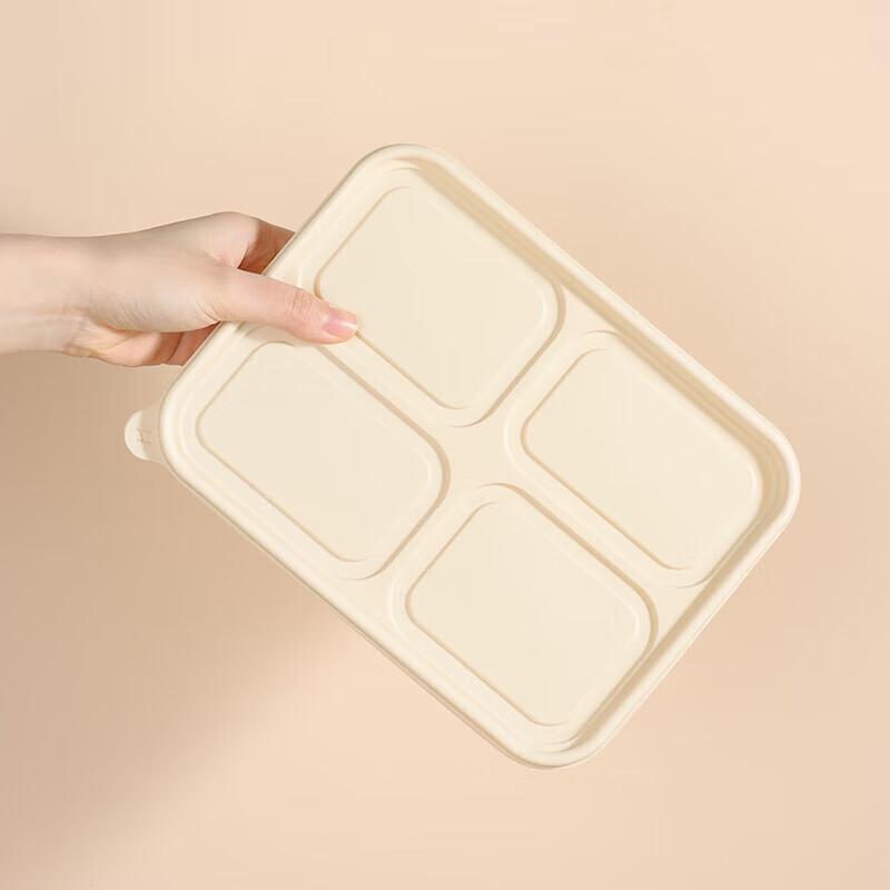 Meichu Biodegradable Corn Starch 4-Compartment Lunch Boxes with Lids