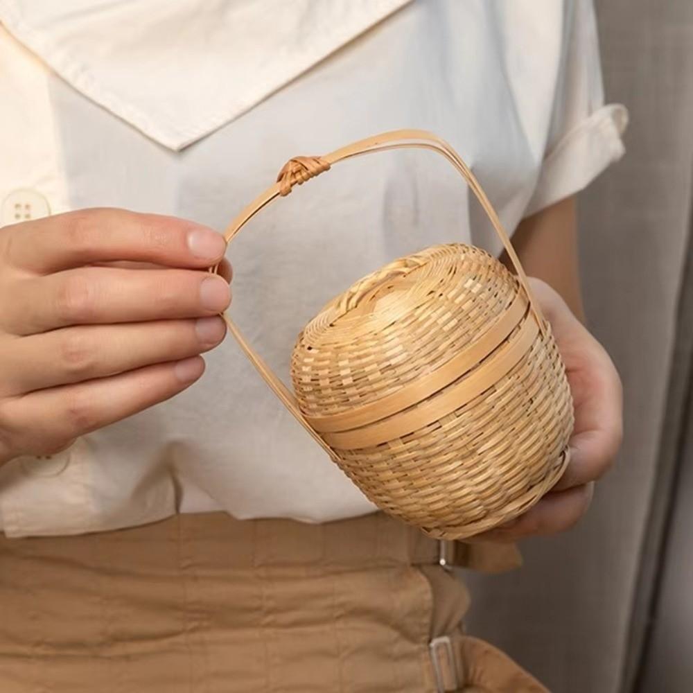 Bamboo Storage Basket Mini Decorative Nut Basket Portable Handmade Basket Home Decor
