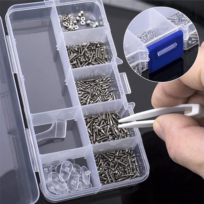 Eyeglasses Sunglass Repair Tool Kits With Screws Nose Pads Ear Hooks Screwdriver Nuts Optical Parts Assorted