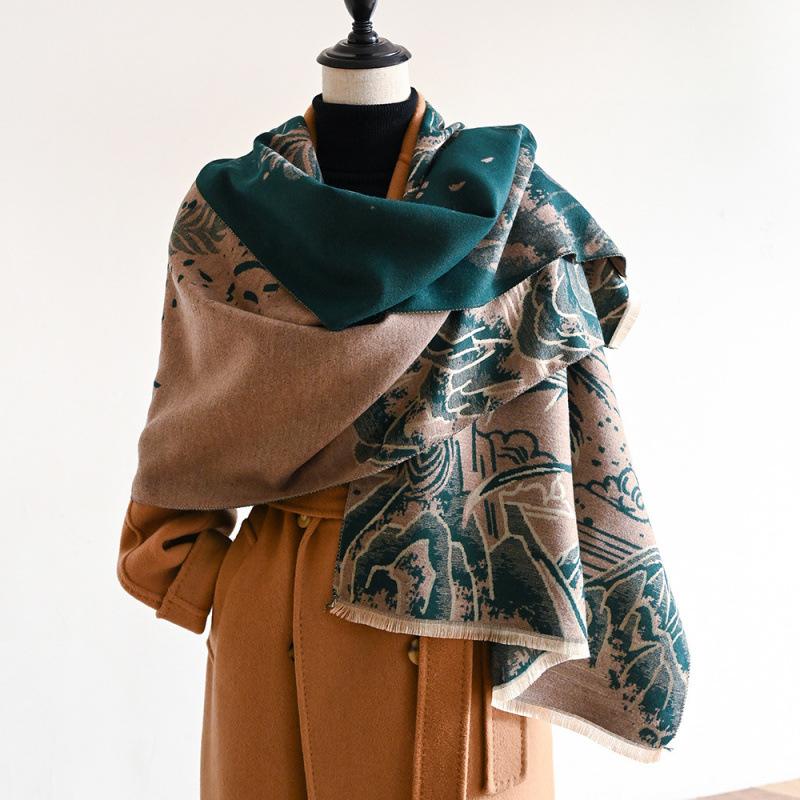 Čtyři roční období k dispozici Nový dámský všestranný kabát na vlasy Imitace kašmírové šály Teplá střední šála šál