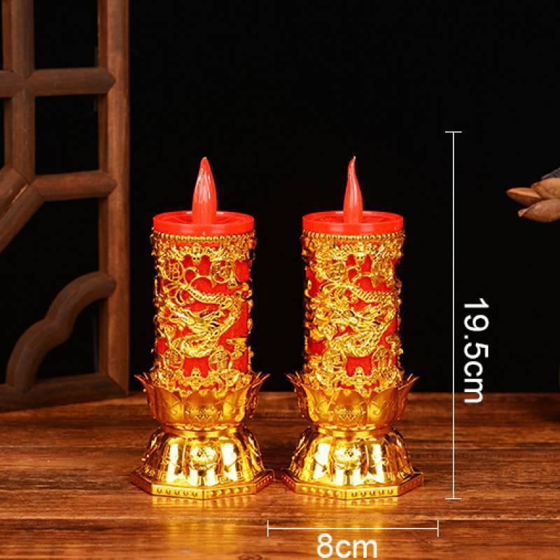 Electric Buddha & God of Wealth Candle Lamp: Plug-in, Everlasting Light, Home Decor for Attracting Wealth and Treasures.
