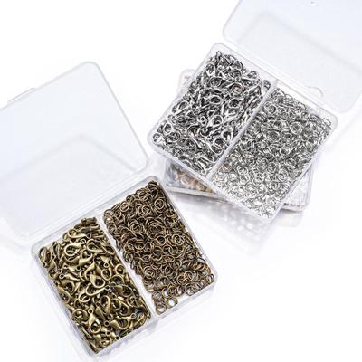 500 ks/krabička Sada na výrobu šperků Humří zapínání a kroužky s krabičkou pro DIY řetízky, náhrdelníky, náramky, kotníky, spojovací prvky