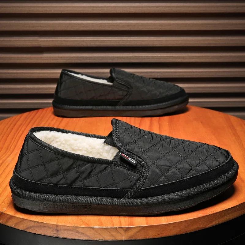 Fashion Hot Style Men's Casual Shoes Winter Plus Velvet Warm Slip-on Cotton Shoes Trendy All-match Popular Model Snow Boots for Men