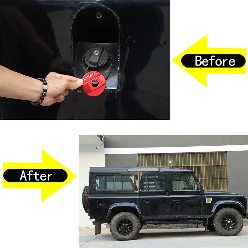 Für Land Rover Defender 90 110 2004-2018 Aluminiumlegierung Rot Autostyling Auto Tankdeckel Aufkleber Auto Exterieur Zubehör