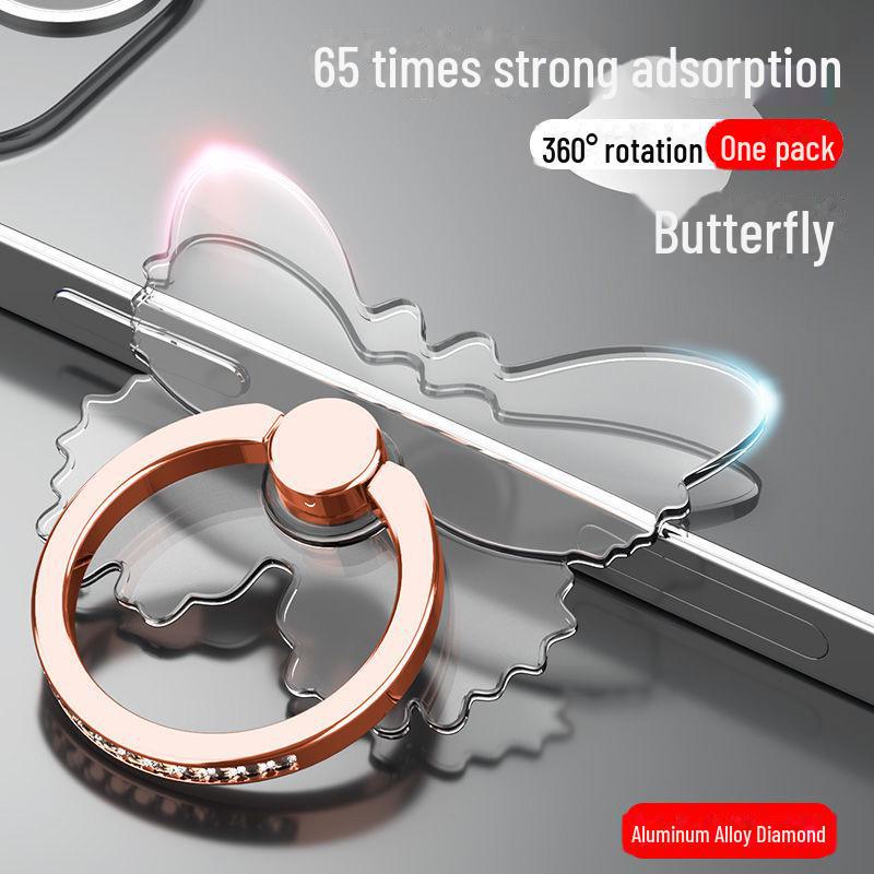 Diamond-Studded 360° Rotating Ultra-Thin Phone Ring Holder with Strong Adhesive for Universal Support