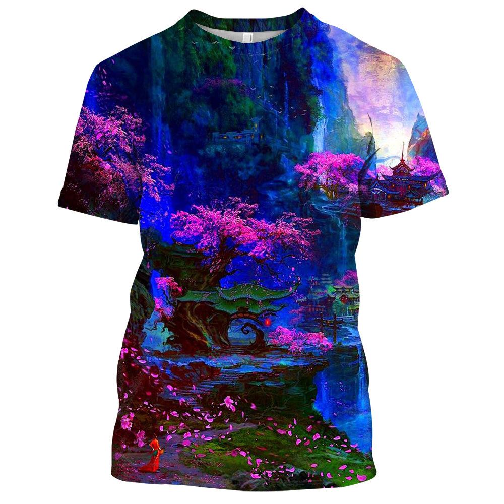 Summer Tide Fashion Doodle Picture Men T-Shirts  Casual 3D Print Tees Hip Hop Personality Round Neck Short Sleeve Tops