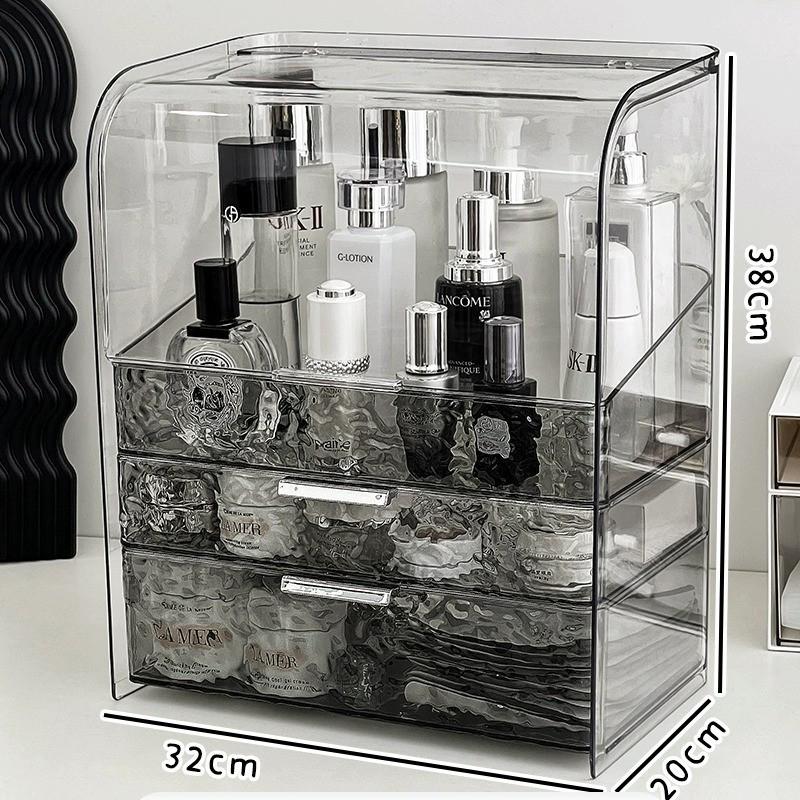 Large Capacity Dustproof Cosmetic Storage Box for Skincare, Lipstick, and Masks