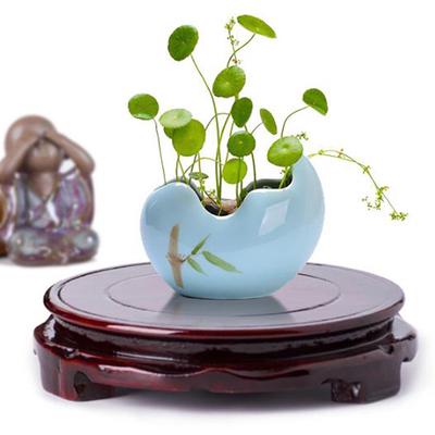 Real Solid Wood Carving Vase Base Stone Buddha Flowerpot Wood Carving Base