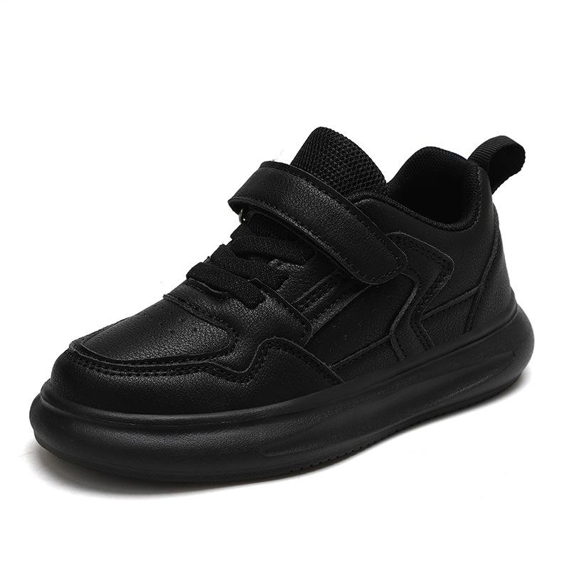 Boys' shoes2026New spring collection of children's casual shoes: black leather upper, waterproof, and designed as athletic sneakers for older