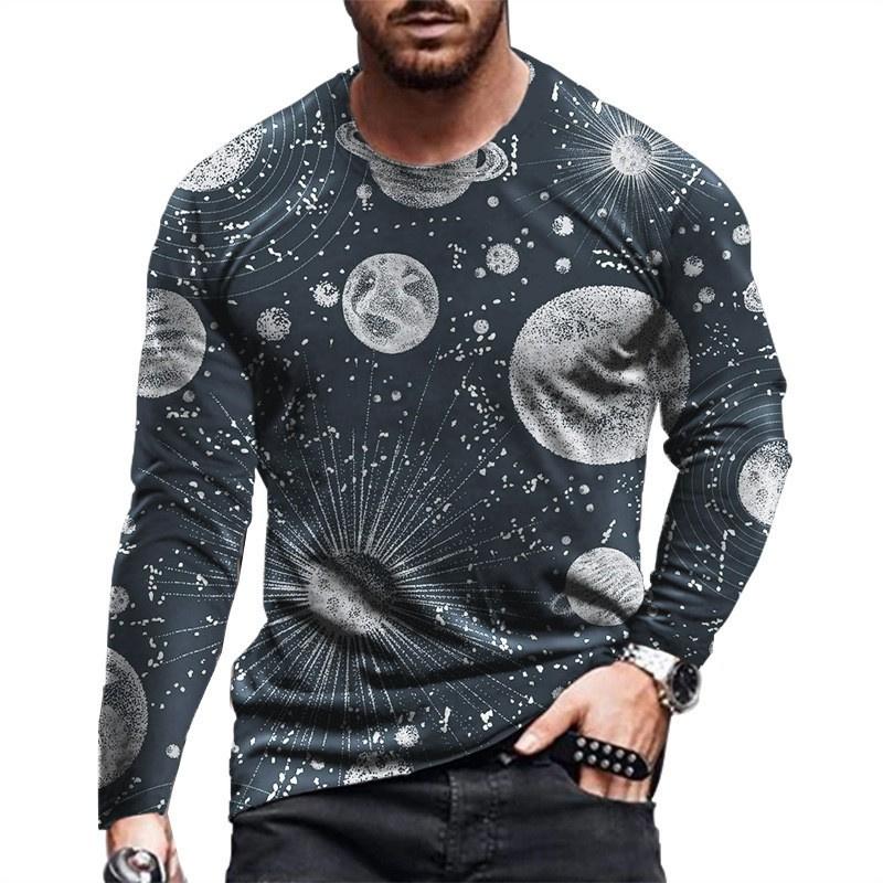Pánské nadměrné tričko s dlouhým rukávem na jaro a podzim Pánské volné tričko s potiskem Pulovr Módní topy Oblečení