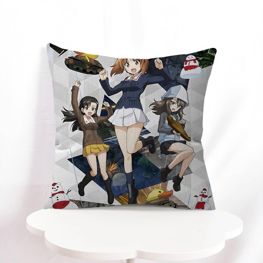 Girls Und Panzer Das Finale Bezug mit kurzem Plüschdruck für Wohnzimmer Sofa Dekoration Kissenbezug Kissenbezüge
