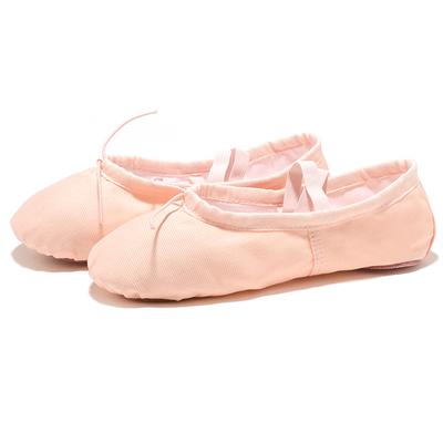 Children Ballet Dance Shoes Girls Latin Ballet Slippers Indoor Ballroom Flat Heeled Practice Shoe,Beige,2