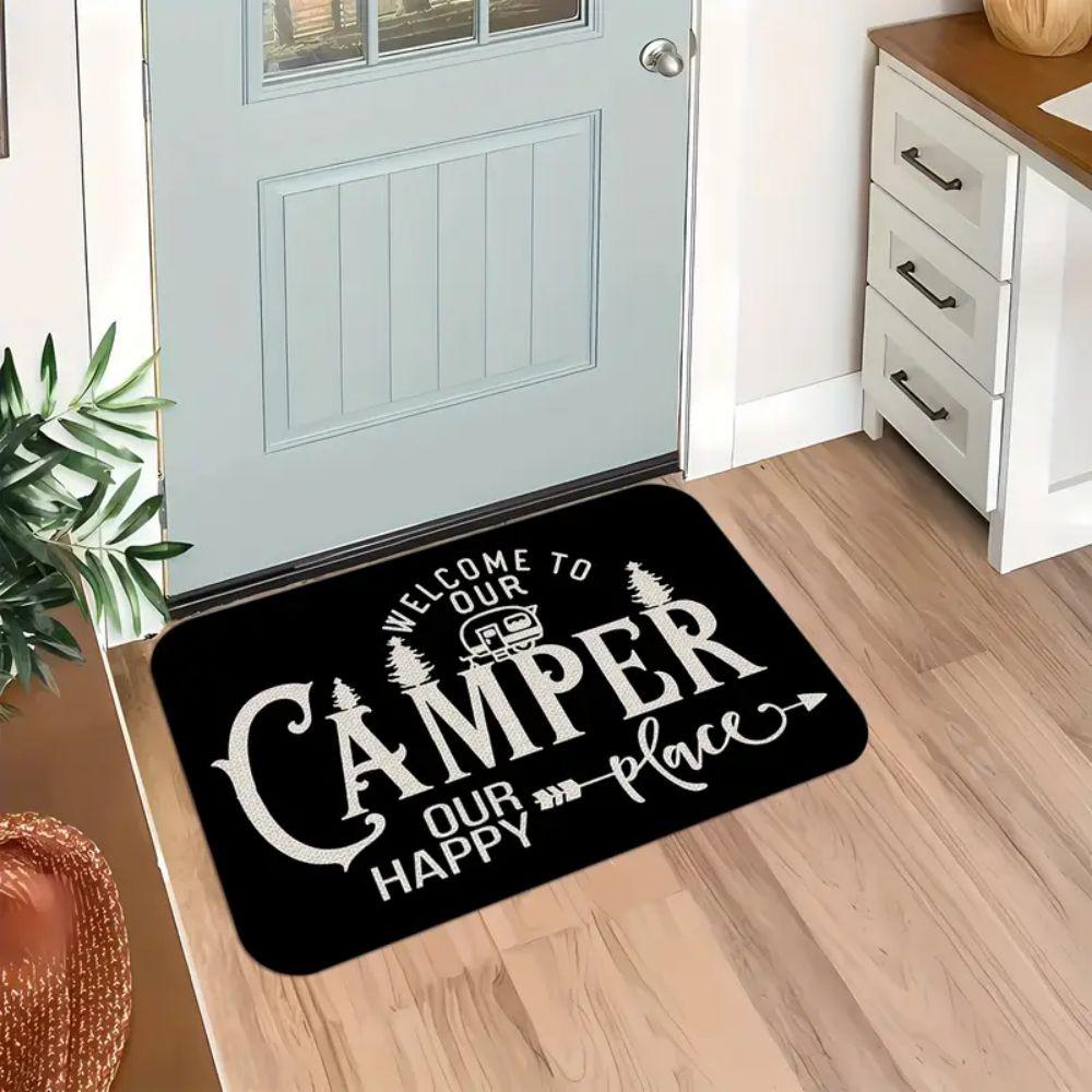 VIKAMA Camper Van Welcome Carpet, Washable, Camping Door Anti-Slip Carpet, Living Room, Decorative And Durable Camping Carpet