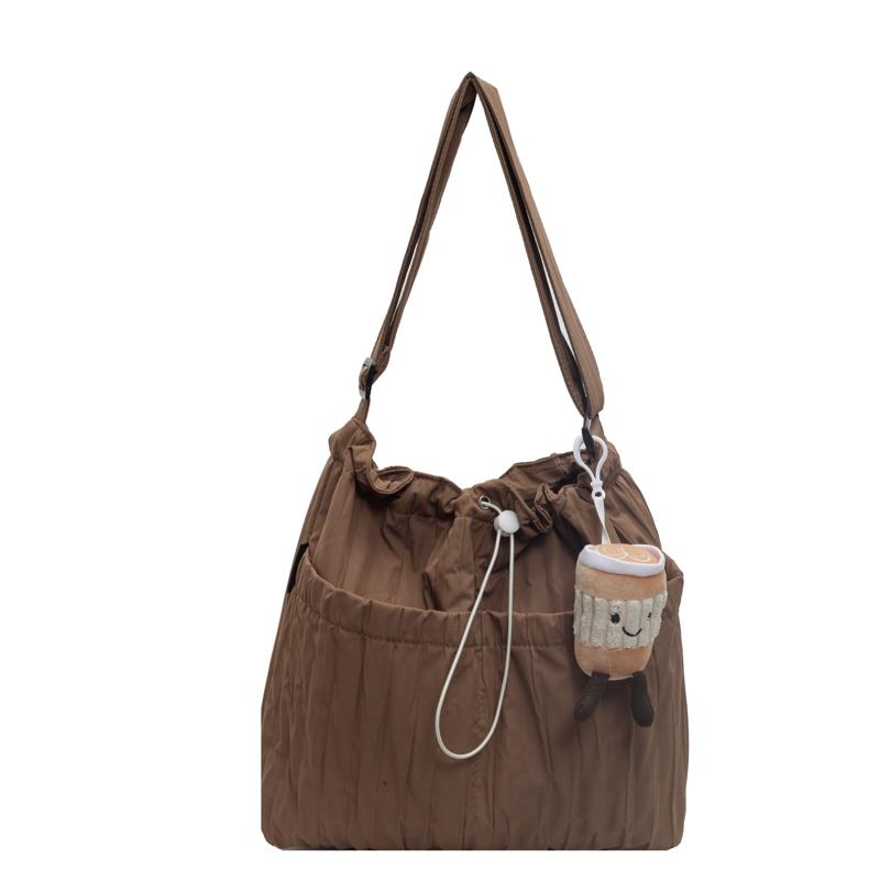 

Сумки через плечо большой вместимости для женщин, однотонные, повседневные, с мягкими шнурами, нейлоновые сумки