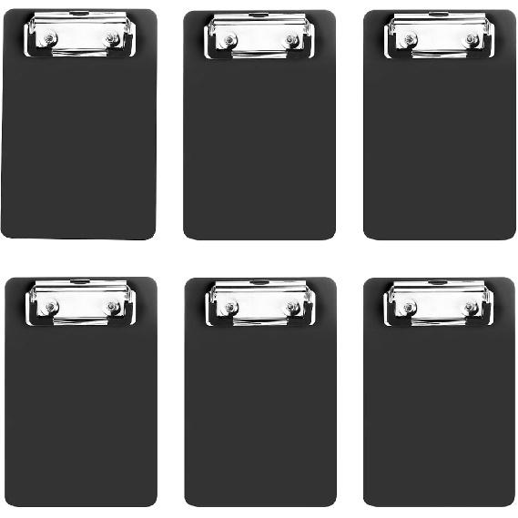 6 Pack Mini Clipboards Black, Small Clipboards 4x6in, A6 Letter Size Small Plastic Clipboard Pocket Clipboard with Clips, Memo Size Notepads, Tiny чёрный
