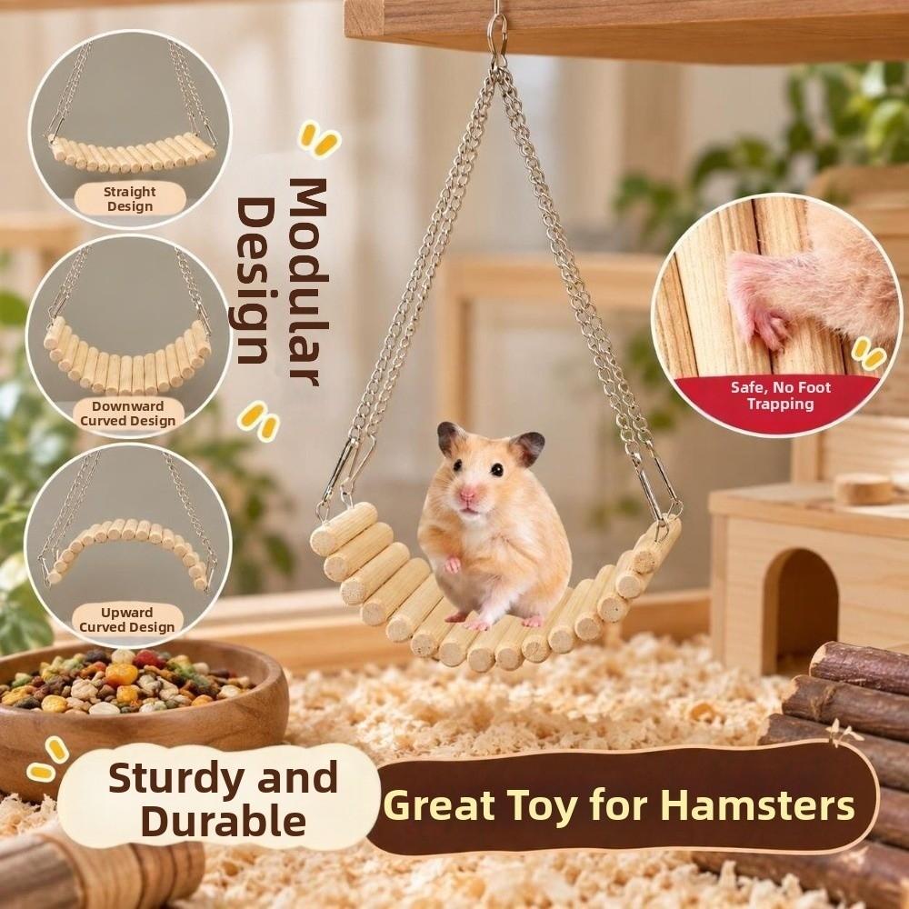 Easy To Install Hamster Hammock Toy Wood Parrot Training Bridge  for Parakeets Budgies Cockatiels
