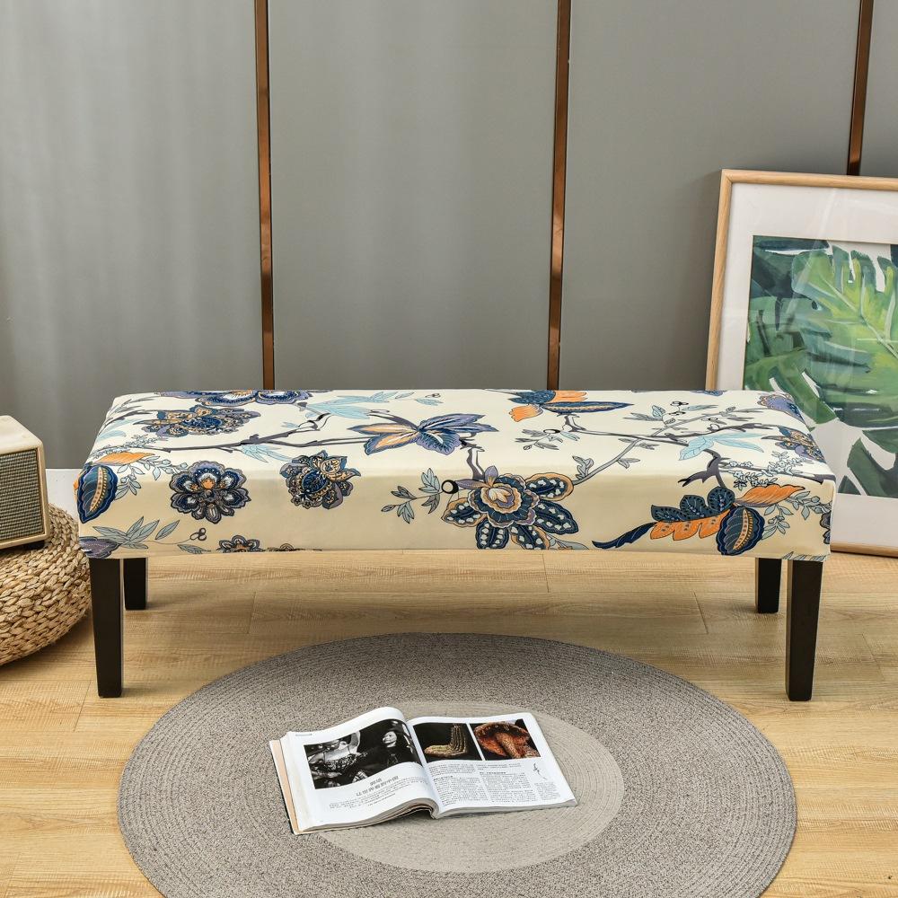Bench Cover Stretch Spandex Piano Stool Cover Long Ottoman Cover Solid Color Changing Shoes Chair Slipcover Home Decor