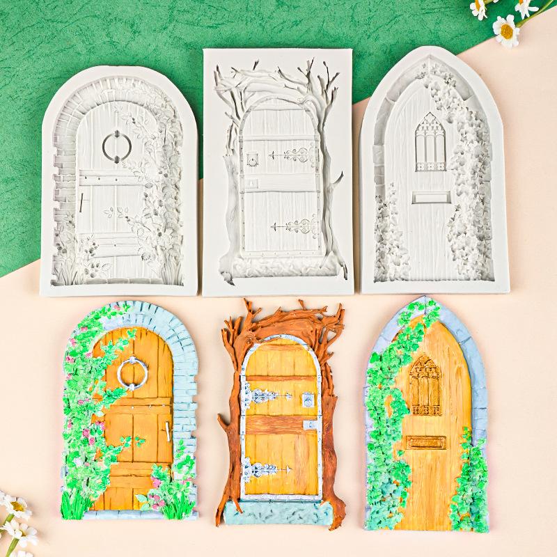 Flowers Door Silicone Mold DIY Fondant Cake Decorating Tool Sugarcraft Chocolate Candy Clay Gumpaste Mold Cupcake Baking Tool