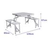 Table de pique-nique - Marbueno - Aluminium - Pliable - Gris - 136 x 67 x 85 cm
