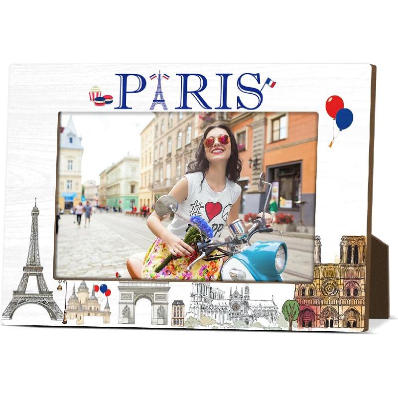 Paris Souvenir Gifts Picture Frames for Desk Wooden Picture Frames 4x6 for Holiday Wood Photo Frame for Vacation Honeymoon Gift for Couples Newlyweds