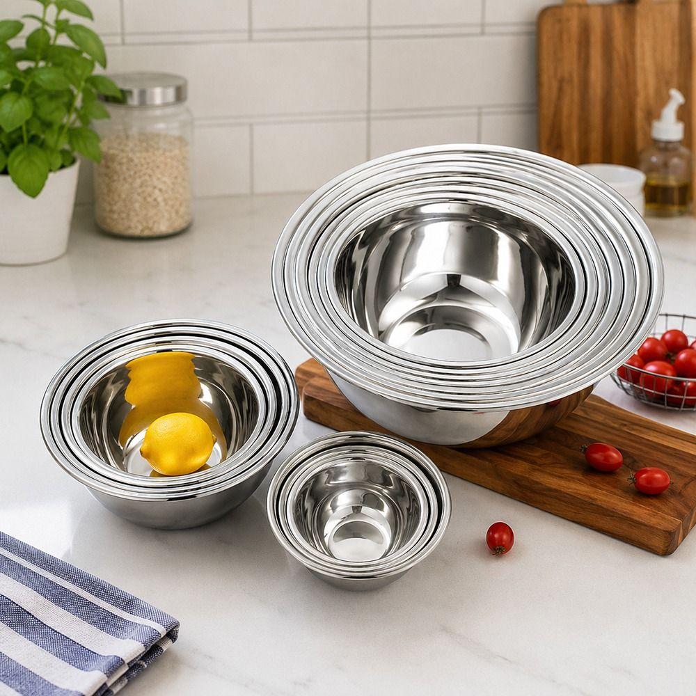 Stainless Steel Soup Bowl 12/14/16/18/20/22/24cm Mixing Basin Salad Mixing Bowls