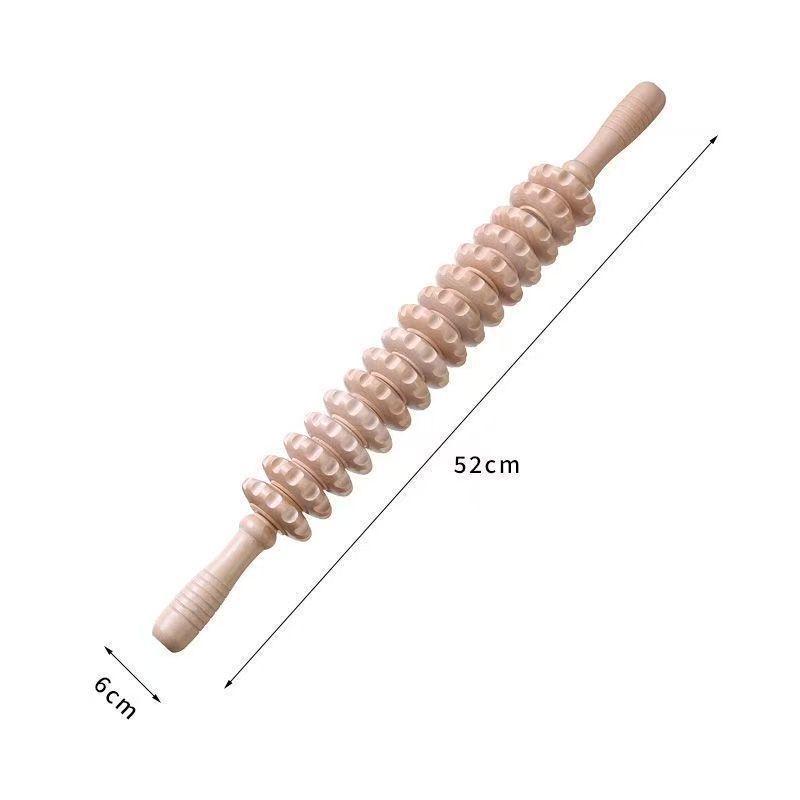 Beech Wood Rolling Pin Massager for Whole Body Gua Sha Therapy and Meridian Massage with Eight and Ten Beads