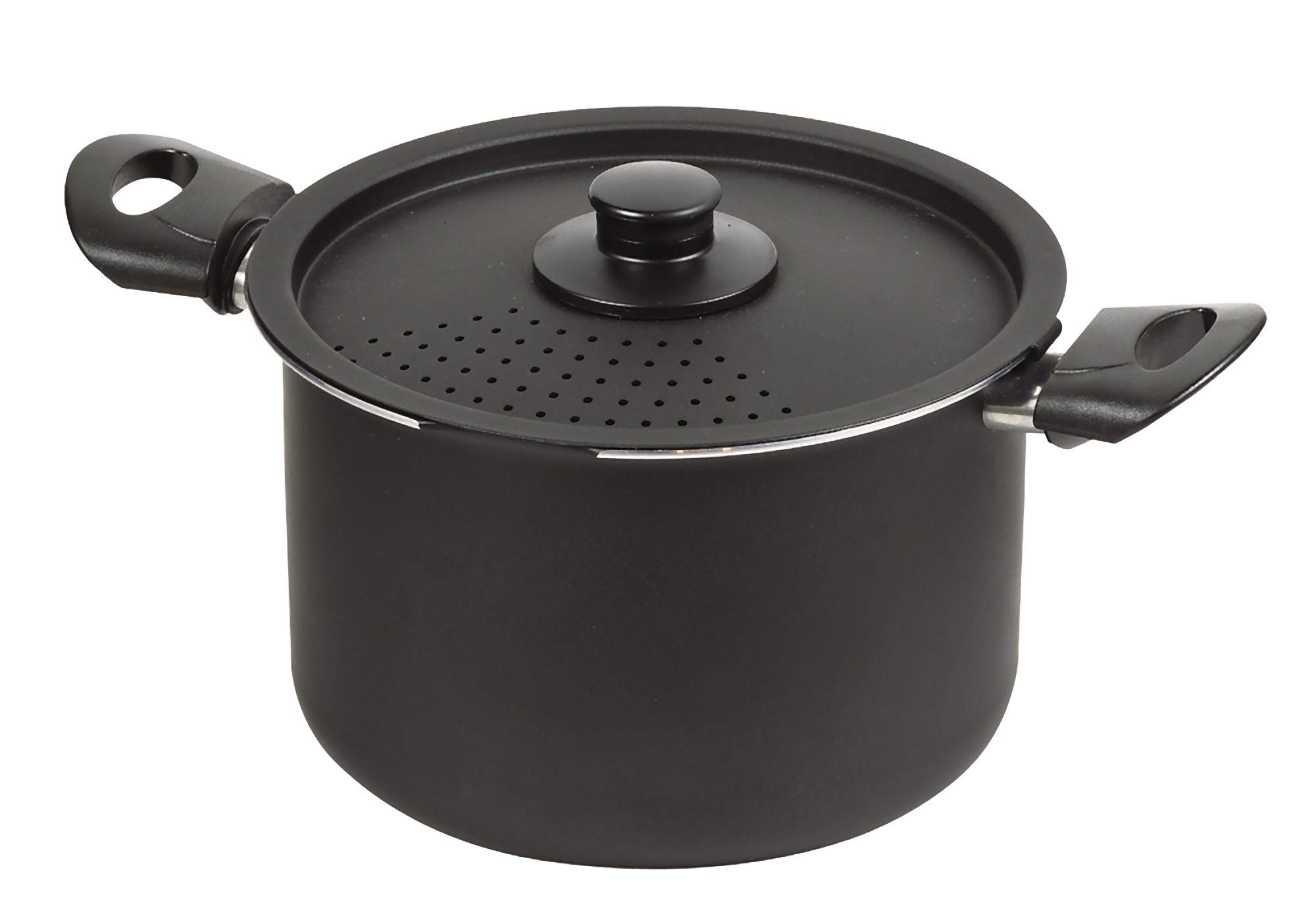 

Pearl Metal Pasta Strainer Pot, IH Compatible, Black, 22cm, Non-stick Coating, Ideal for Soba, Udon, Somen, and Other Noodles, HB-4918