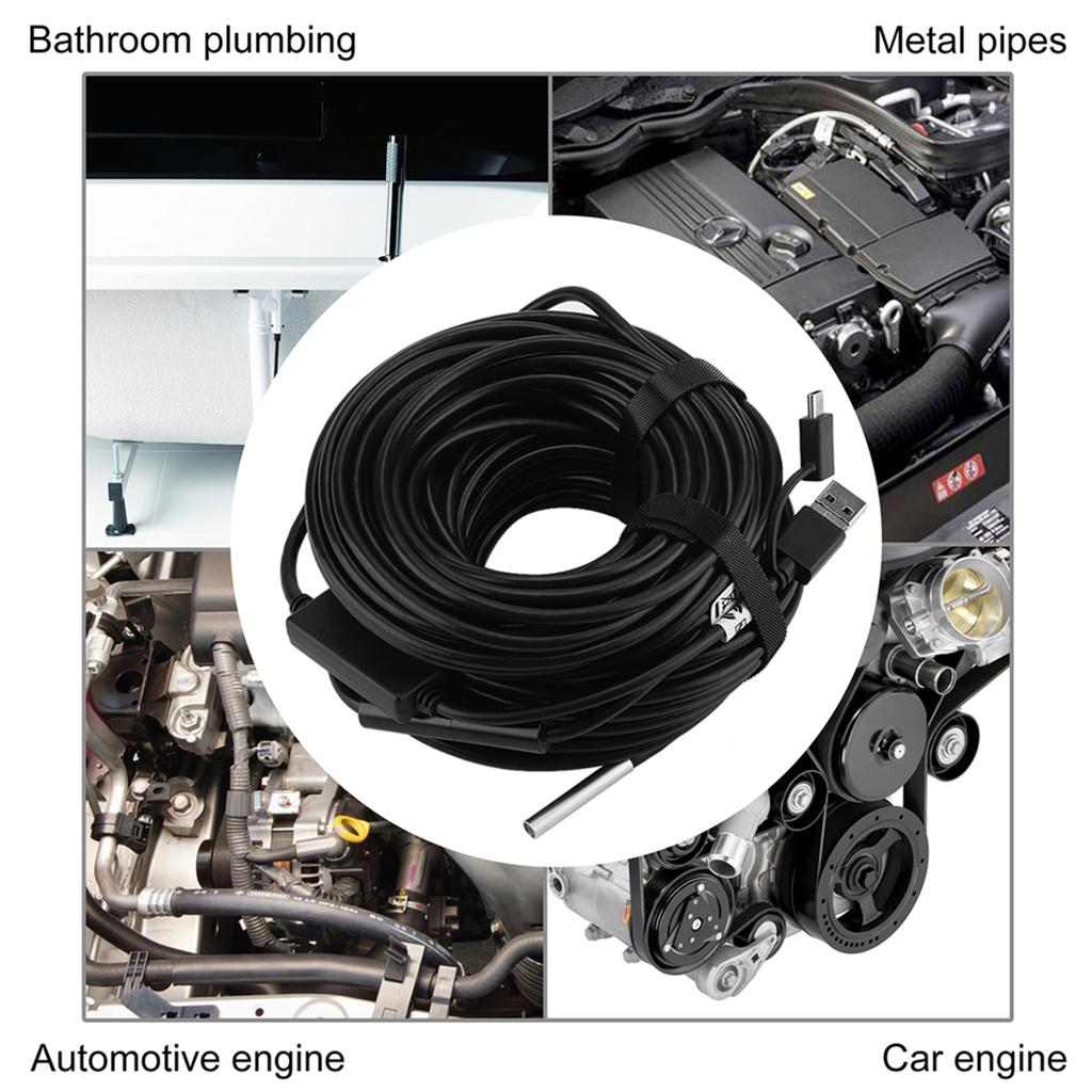 20-Meter 5.5mm USB Endoscope with 720P Water Proof Camera for Pipe Car Inspection USB Inspection Camera Flexible Endoscope