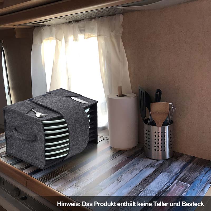 Felt Board Dish Cup Storage Bag Rack Thickened Camping Tableware Container RV Kitchen Cabinet Layered Plate Storage Box