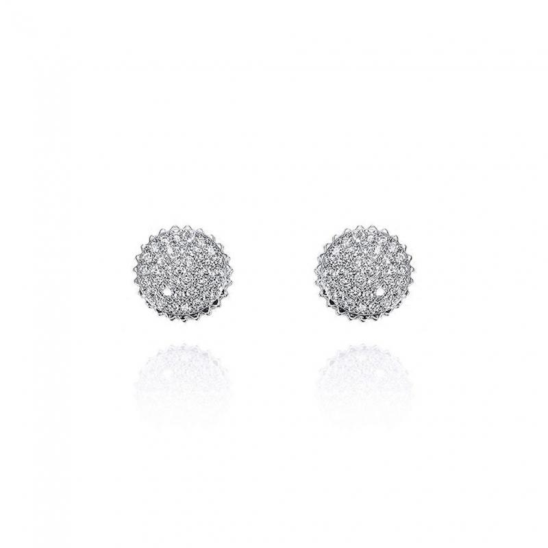 Round Bright Cubic Zirconia Dome Stud Earrings