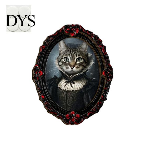 Wooden Animal Frame Ornament Halloween Pet Photo Decoration, with Adhesive Dot, Witch Hat Cat Dog Holiday Decoration Decor, Retro for Home Office