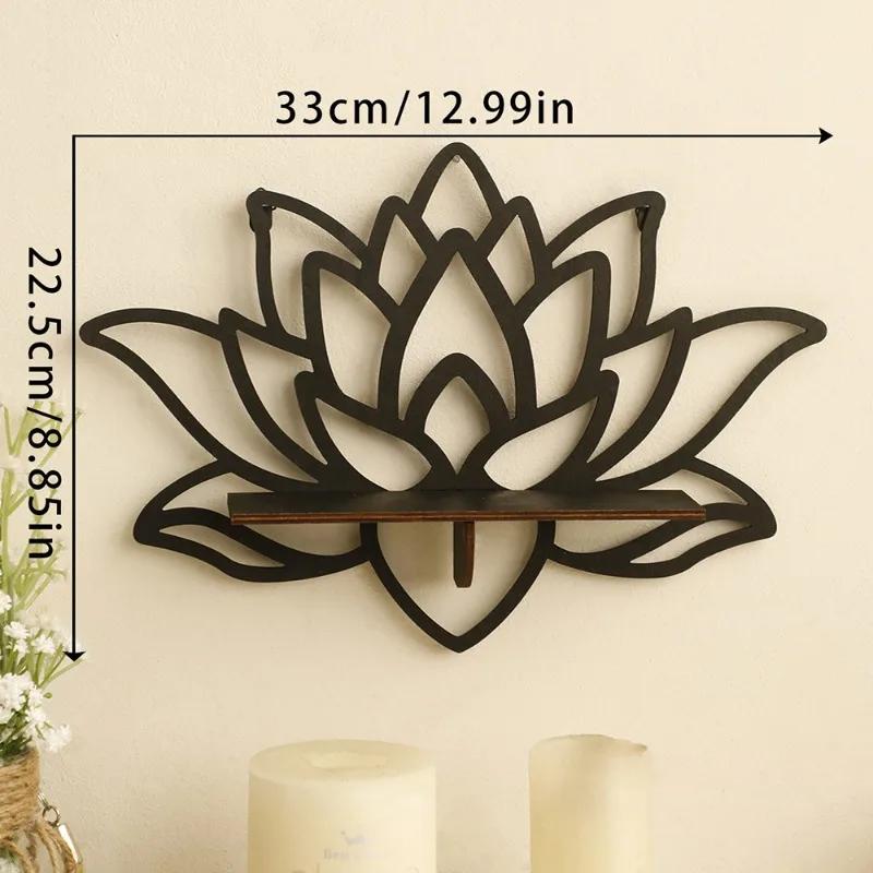 Butterfly Floating Wall Shelf Crystal Shelf Lotus Display Room Ornaments Modern Home Decoration Rack Home Wood Decor Aesthetic