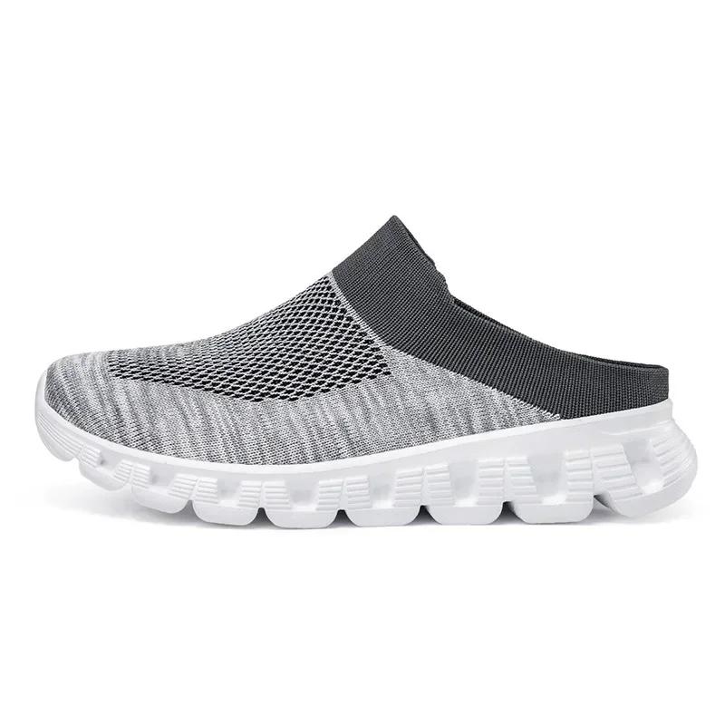 Men Knitting Half Slipper Slip-on Casual Shoes Couples Breathable Platform Sneakers Comfortable Outdoor Slippers Zapatos Hombre